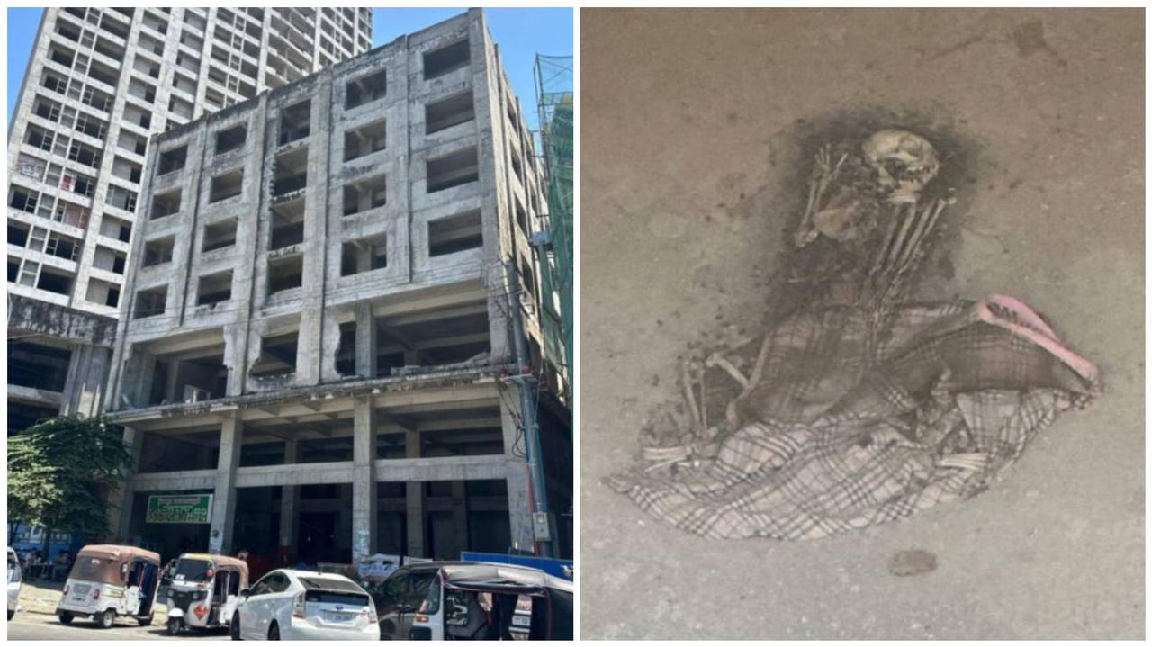 🎥曝光:#柬埔寨 #西港 今天下午西港双狮附近一烂尾楼内 发现一副人类骨骸 后续关注