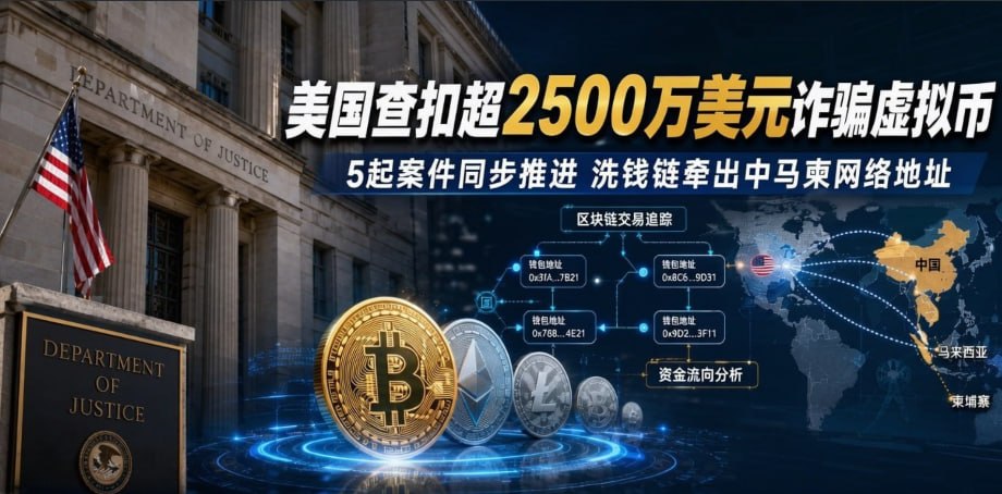 国际资讯:美国查扣超2500万美元诈骗虚拟币,东南亚洗钱链涉及中马柬网络地址