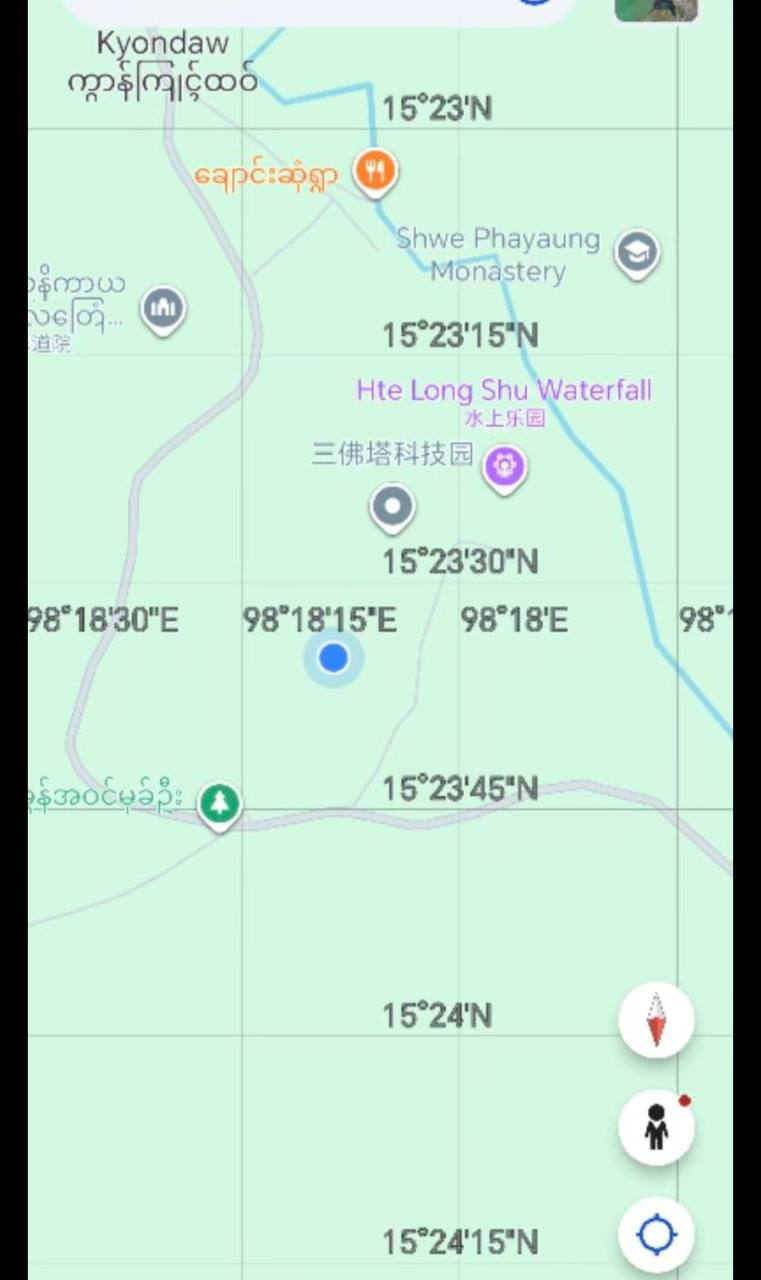 网友爆料:缅东三佛塔“瀑布”黑园区,坐标:15.233577°N,98.181230°E