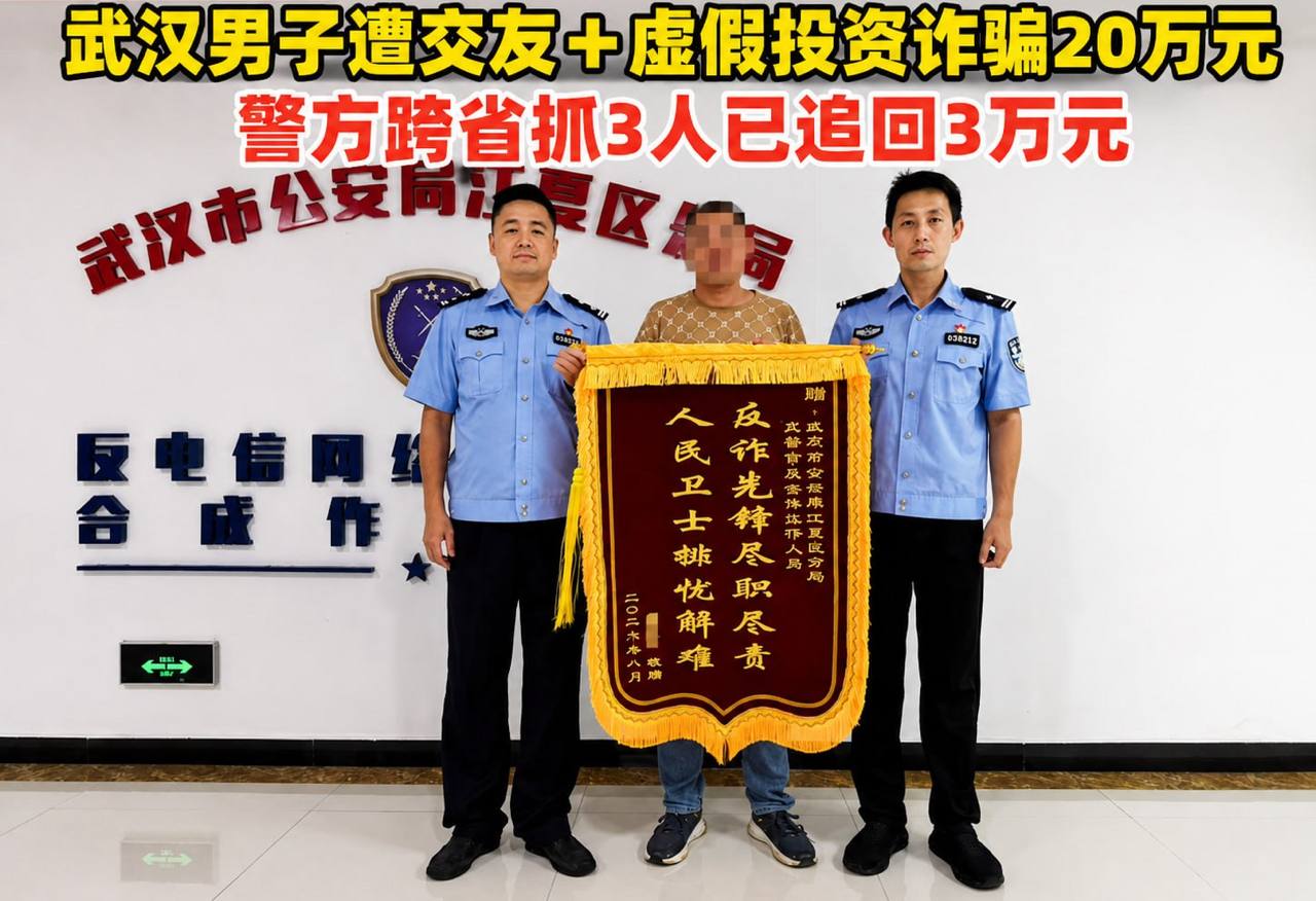 国内新闻 帮“女网友”操盘几天见账户天天赚钱,武汉男子心动入局被骗20万,警方跨省抓3人