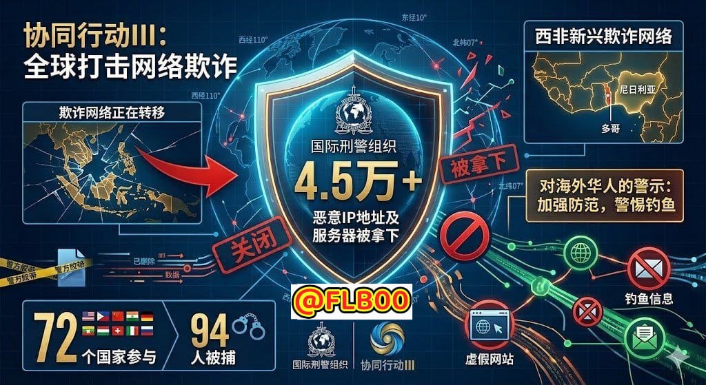 行业新闻 4.5万个服务器被封!国际刑警“协同行动III”战果披露,诈骗窝点正向西非转移