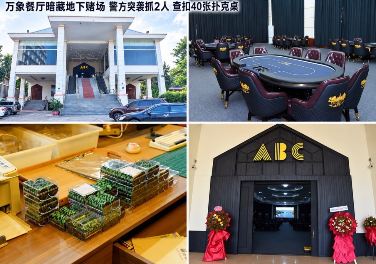 老挝资讯:警方捣毁万象市斯沙达那县一处非法地下赌场,逮捕2名嫌疑人并缴获40张扑克桌。