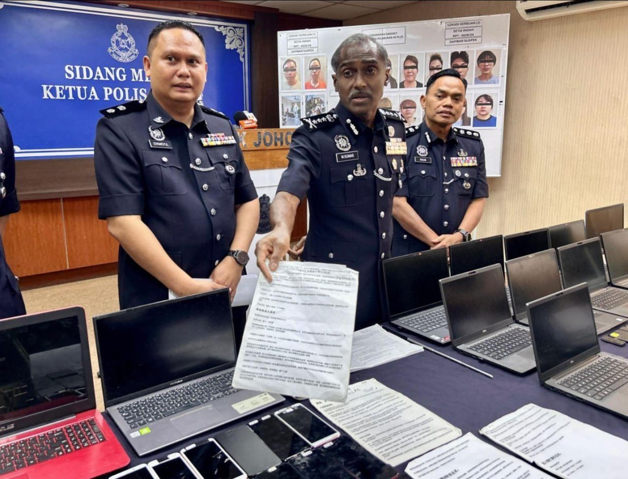 马来西亚资讯:柔佛警方连续捣毁4个跨境诈骗团伙,约25人落网,其中14人为中国籍