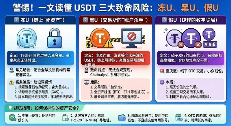 USDT三大致命风险:冻U、黑U、假U,一不小心就血本无归